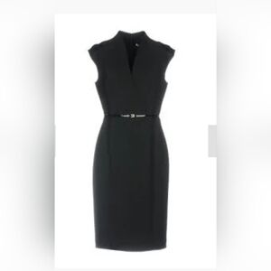 Size10 Boss Classic Black Sheath Dress with Waist Belt Retail 385$
